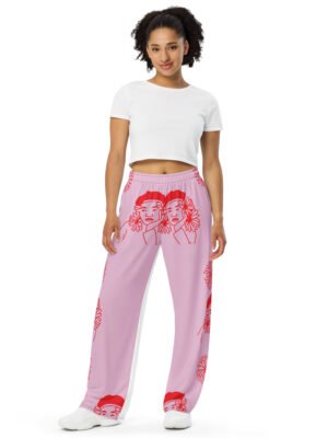 print unisex wide leg pants